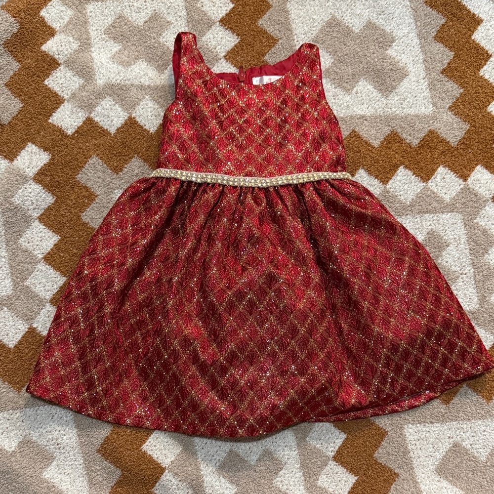 Biscotti Baby Red and Gold Diamond Dress